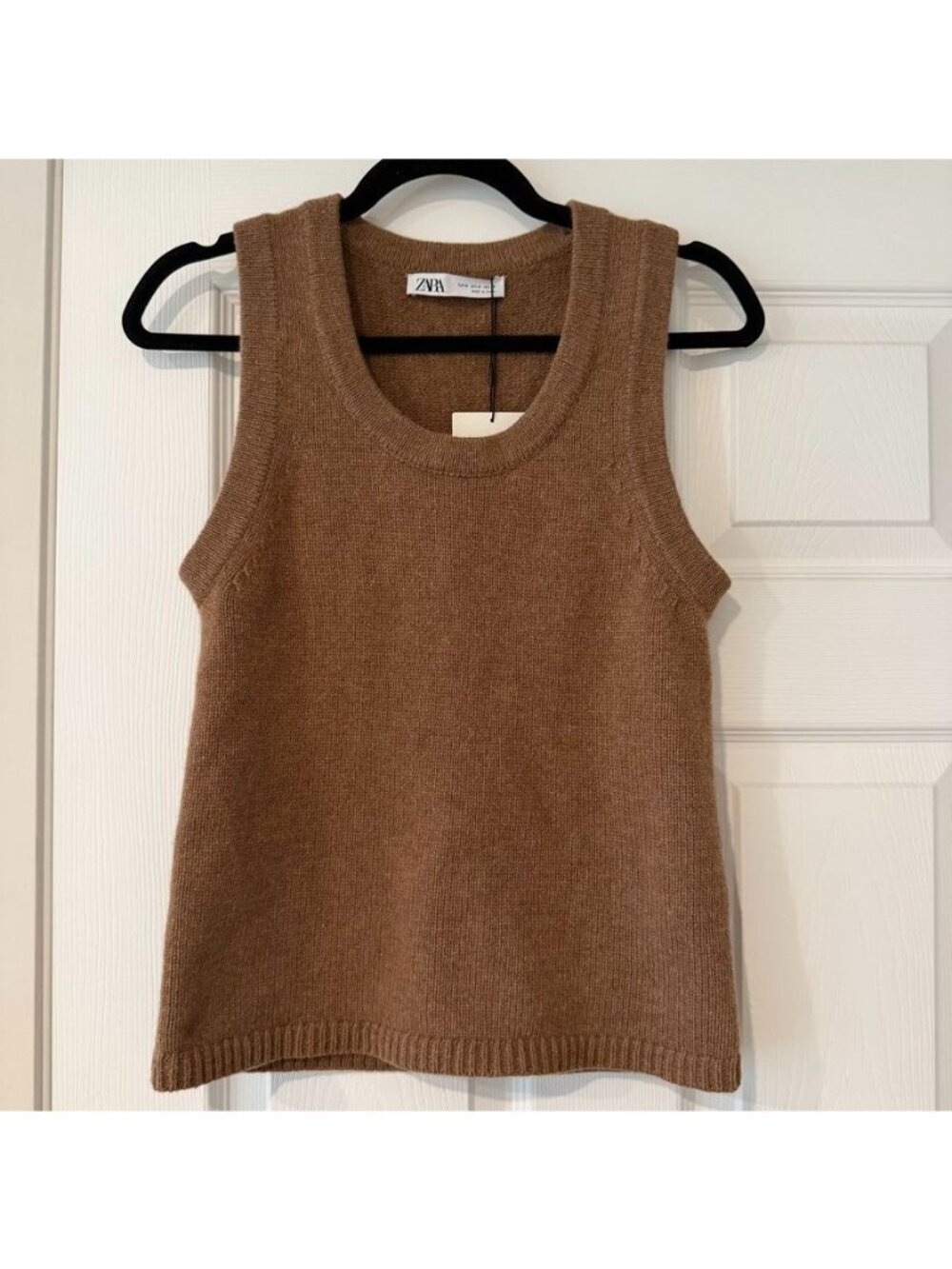 Zara Wool Tan Brown Tank Sweater Vest Size Medium NWT